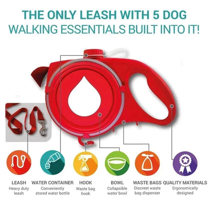 Essential Leash with Built-in Water Bottle